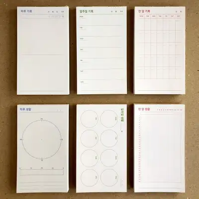 O-CHECK DESIGN GRAPHICS 小さな記録 メモパッド 日常チェック 6種類 メモ紙