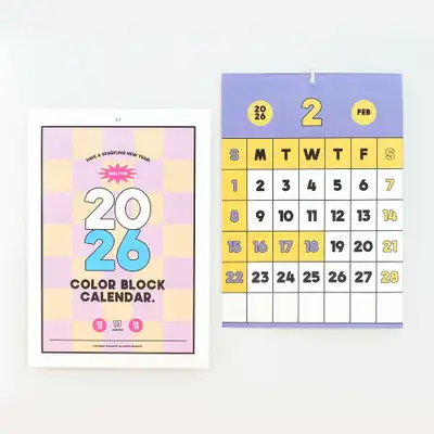 2026年momopop彩色色块挂墙日历 2026月日历 A3