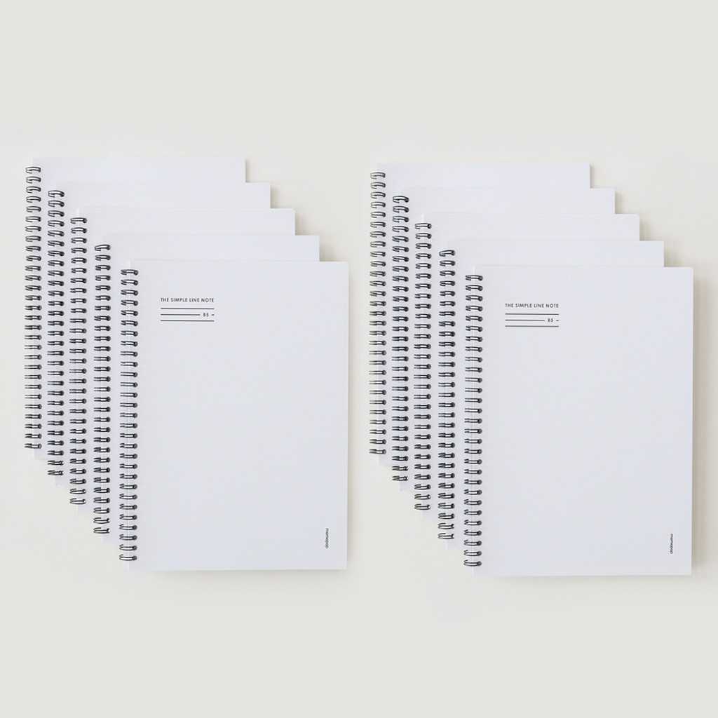 Momopop The Simple Spring Notebook B5 3-Type Lined White, 10 Pieces
