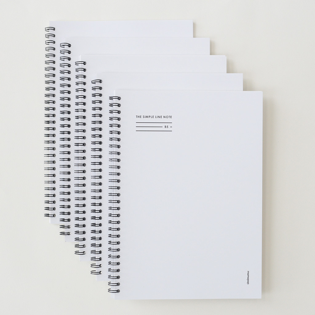 Momopop The Simple Spring Notebook B5 3 Types Lined White, Set of 5