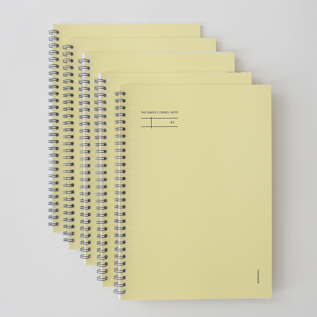 Momo Pop The Simple Spring Notebook B5 3 Types Cornell Lemon, 5 Pieces