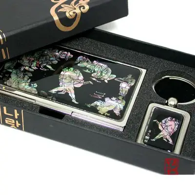 Nacre Business Card Holder 2-Piece Set [Korean Wrestling]