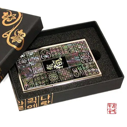 Subok Bock Pig Nacre Portable Business Card Holder