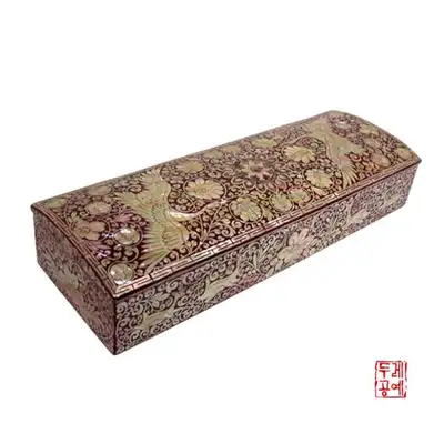 李朝笔盒[双鹤唐草红色]