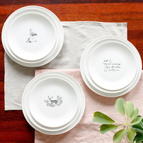Round Ceramic Plate Deer Flamingo Typo L (21) M (19) S (16.5)