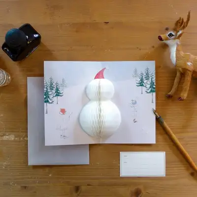 O-CHECK POP UP CARD 雪人 立体贺卡 圣诞卡