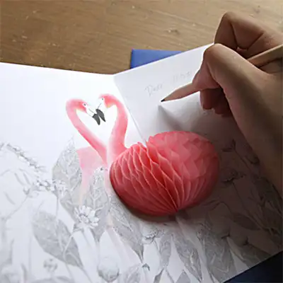 O-CHECK 立体弹出卡 POP UP CARD_火烈鸟 LOVE