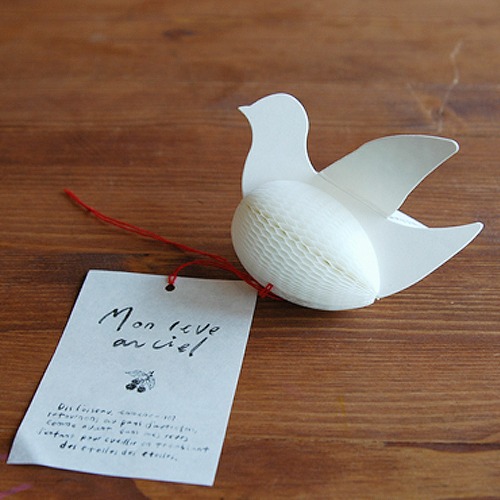 O-CHECK Honeycomb Mobile Card Spring Bird White