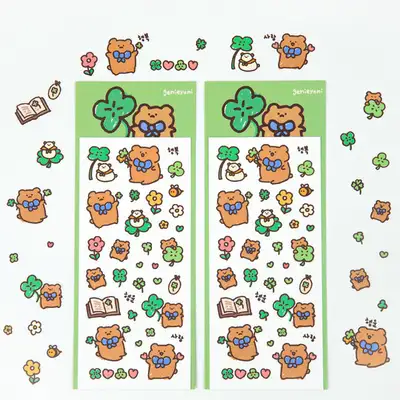 ジニヨニ | クマゴミと幸運のクローバー シールステッカー
