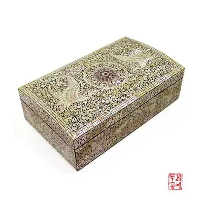 李朝唐草双鹤便签盒