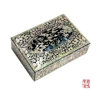 李朝贝壳镶嵌椭圆名片盒