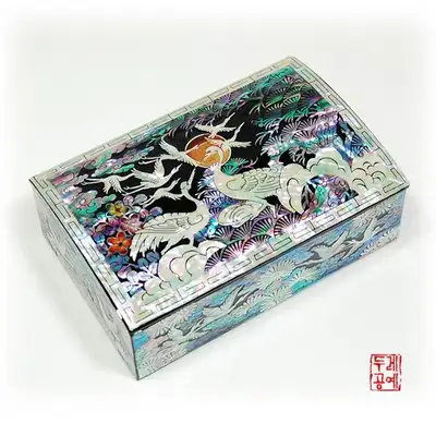 彩花纹松鹤名片盒