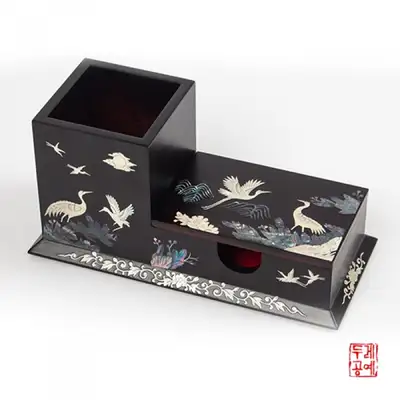 松鹤纹名片笔筒多用途盒