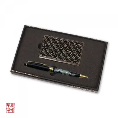 便携名片夹 + 螺钿镶嵌圆珠笔套装