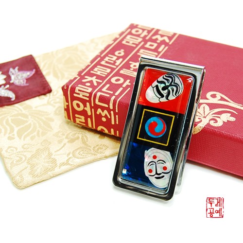 Taegeuk Hahoe Mask Mother-of-Pearl Money Clip