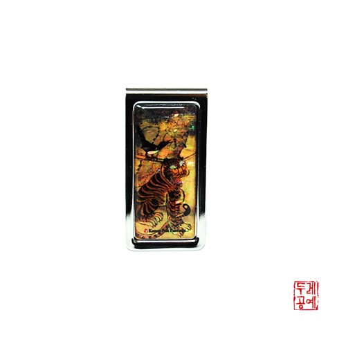 Tiger and Magpie Mother-of-Pearl Money Clip