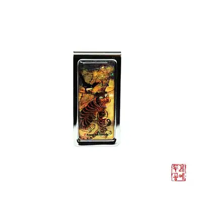 虎与喜鹊螺钿钱夹