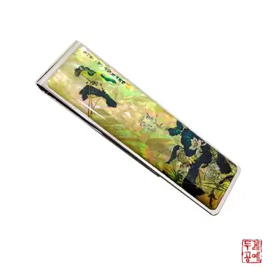 深深的艺术 莲花油画贝壳钱夹