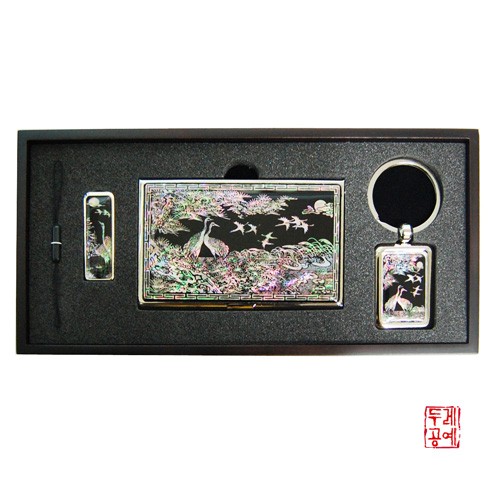 Mother-of-Pearl USB 3-Piece Set (Pine and Crane)