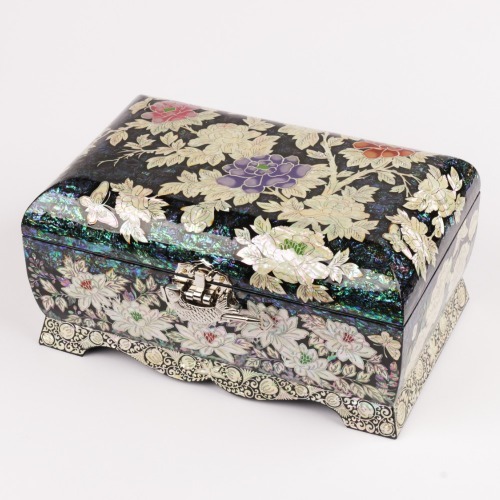 Peony Chased Metal Jewelry Box
