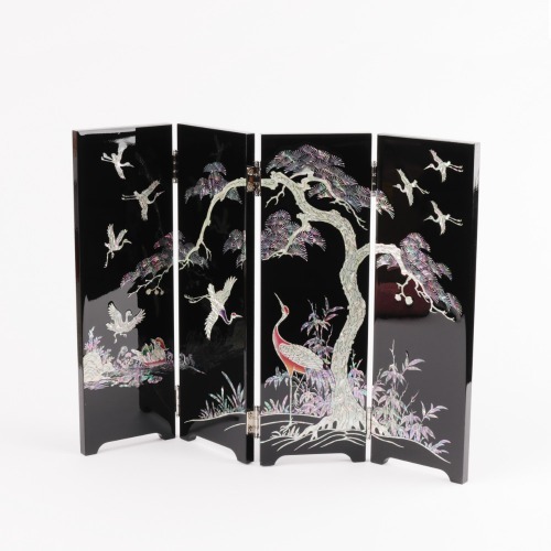 New Pine and Crane Four-Panel Folding Screen