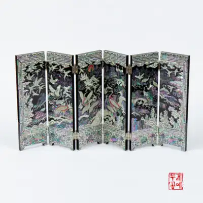 群鹤图六折屏风 [黑]