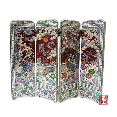群鹤四折屏风 [朱合]