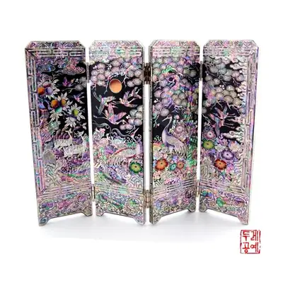 群鹤图四折屏风 [黑]