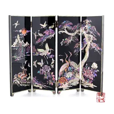 松下群鹤四幅屏风