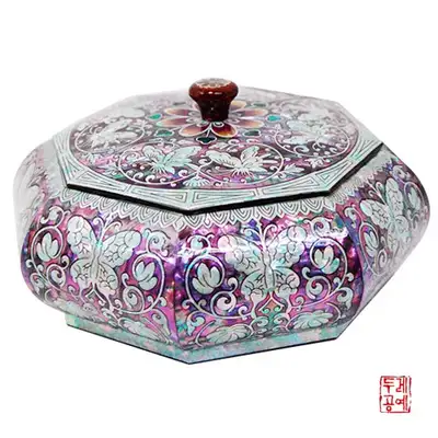 蝴蝶花纹八角多用途收纳盒 [黑色]