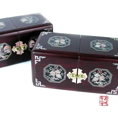 象嵌滚筒双盒[梅花/鹤]