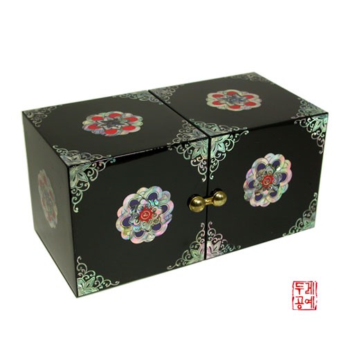 Traditional Flower Pattern Dual-Box Jewelry Case