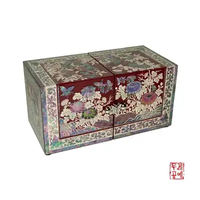 彩绘菊花双合 [大 - 朱合]