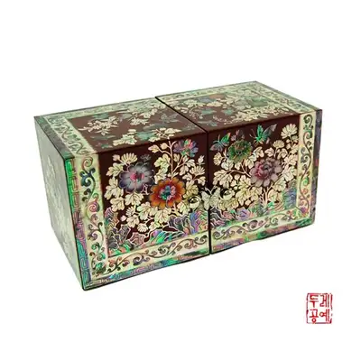 彩绘菊花双合 [小 - 朱合]