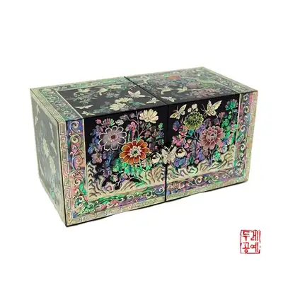 彩绘菊花双合 [小-黑]