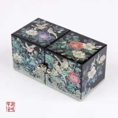 梅鸟纹双合盒 [黑]