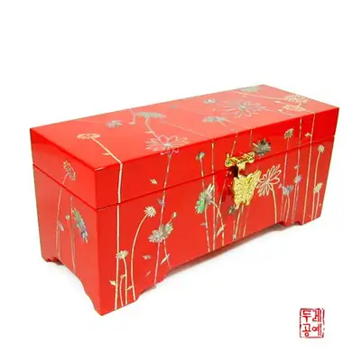 野生花直方寶石盒[朱紅]