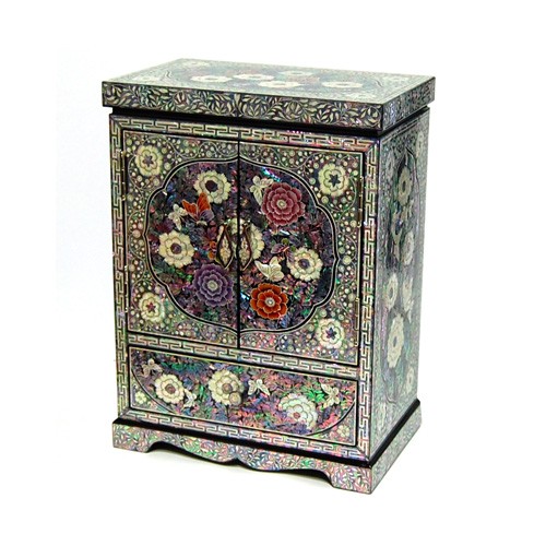 Peony and Butterfly Hinged Jewelry Box