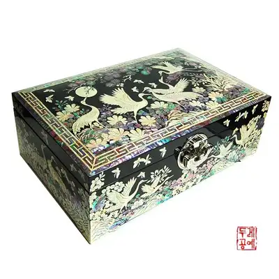 松鹤山水纹珠宝盒特大号