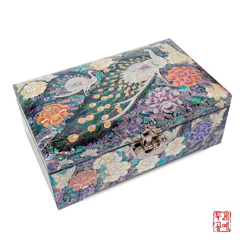 Colorful Lacquer Peacock Jewelry Box
