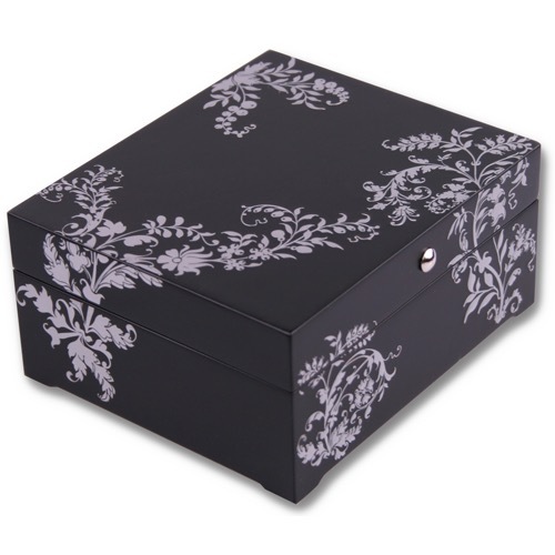 Black Jewelry Box Wildflowers (Matte Silver)
