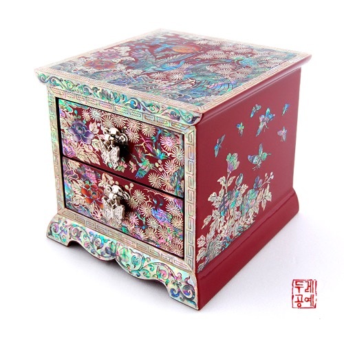 Peony Drawer Jewelry Box (2-Tier) - Red