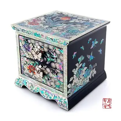 牡丹纹饰品盒(2层)-黑色