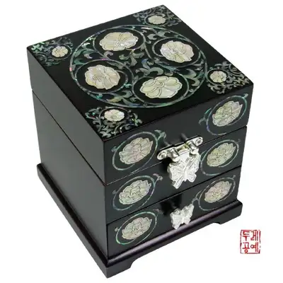 圆形草纹抽屉首饰盒