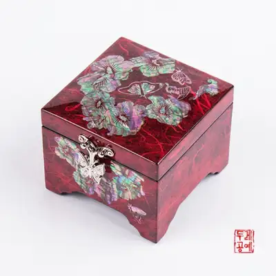 国花木槿蝴蝶珠宝盒(红色)