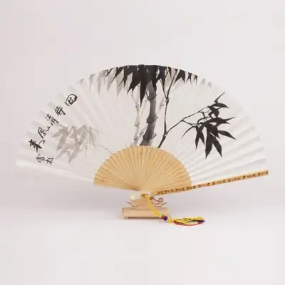 乌竹折扇手工绘画扇 竹制
