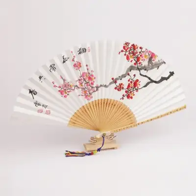 乌竹折扇手工画梅花