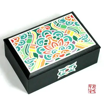 韩纸单青名片盒(黑色)