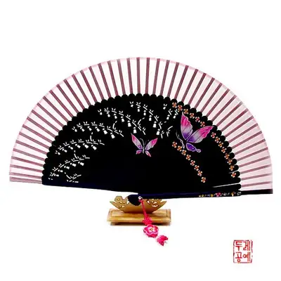 丝绸绘画扇【蝴蝶成对】