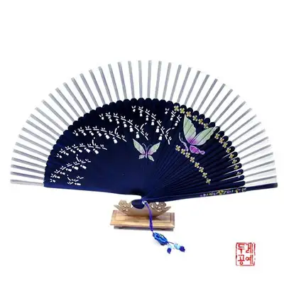 丝绸画扇[一对蝴蝶 2]
